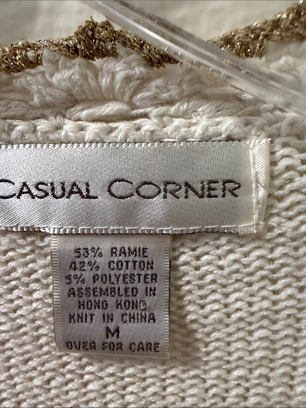 Casual Corner Cream Cardigan with Gold-Tone Embroidery - Picture 7 of 9
